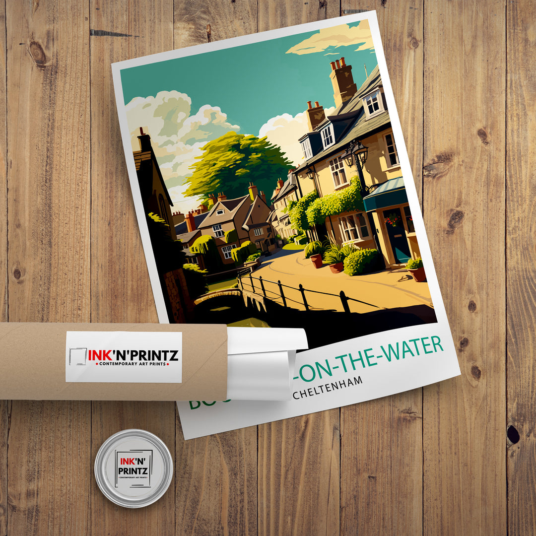 Bourton on Water Cotswolds Travel Poster Wall Art, Home Decor Cotswolds Illustration Travel Poster Gift for Travelers