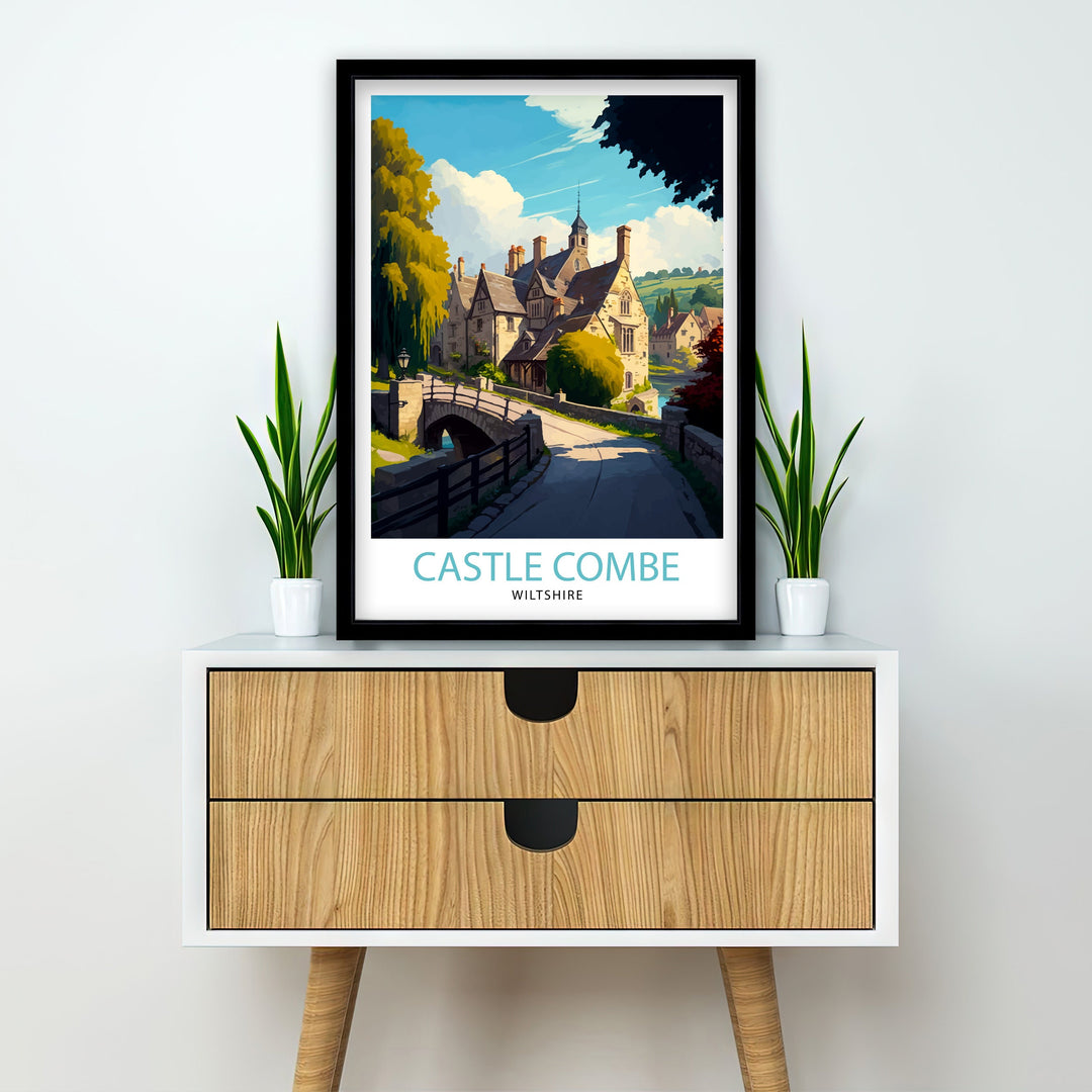 Castle Combe Wiltshire Travel Poster Castle Combe Wall Art Castle Combe Home Living Decor Castle Combe Illustration Travel Poster Castle