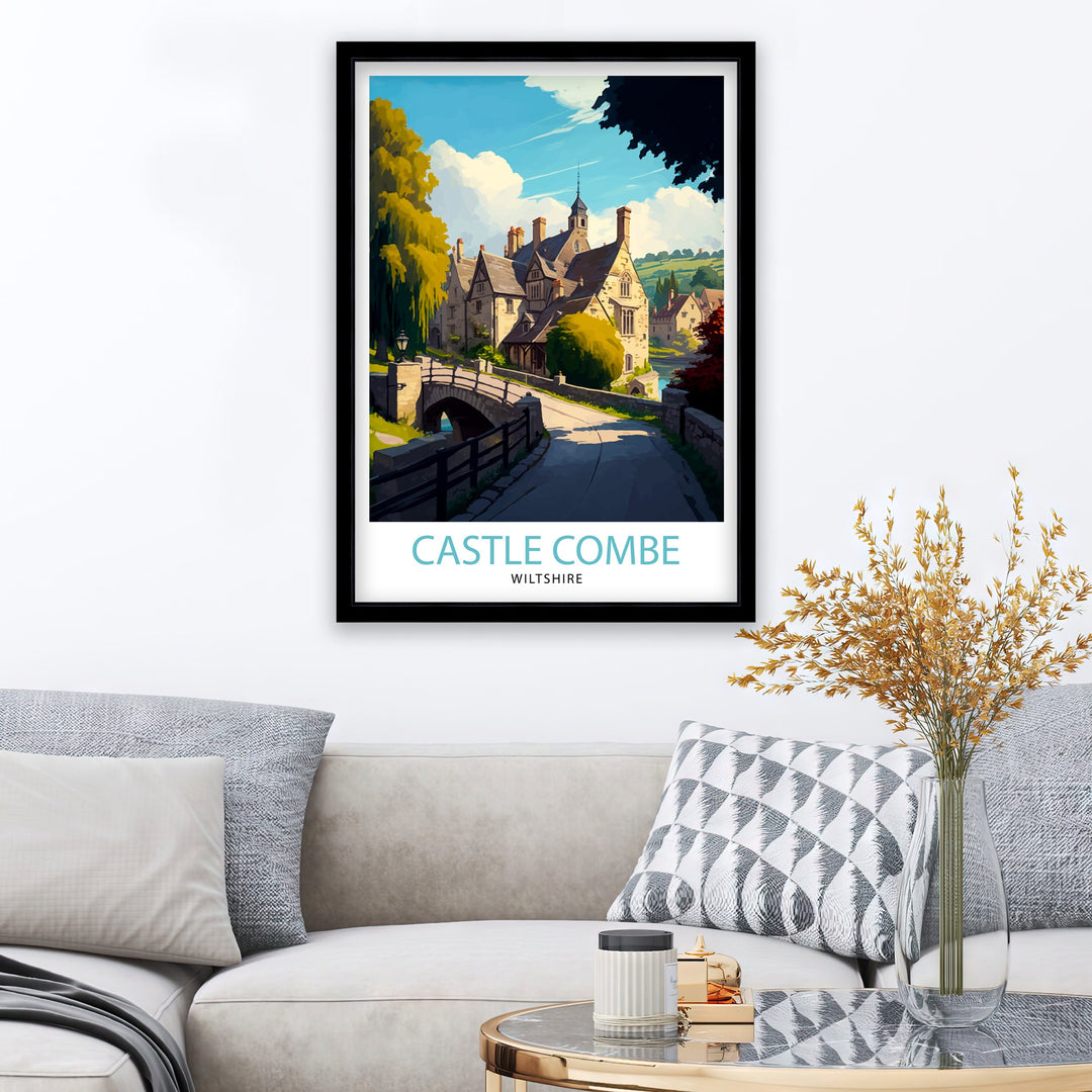 Castle Combe Wiltshire Travel Poster Castle Combe Wall Art Castle Combe Home Living Decor Castle Combe Illustration Travel Poster Castle