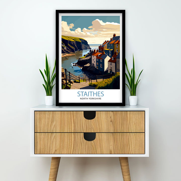 Staithes North Yorkshire Travel Poster Staithes Wall Art Staithes Illustration Travel Poster Staithes Home Decor