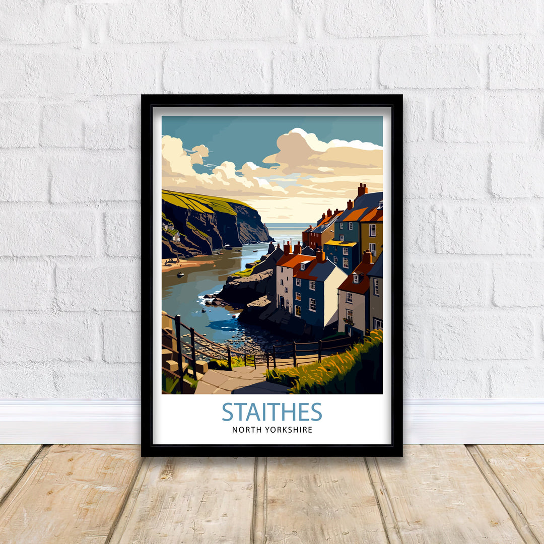 Staithes North Yorkshire Travel Poster Staithes Wall Art Staithes Illustration Travel Poster Staithes Home Decor