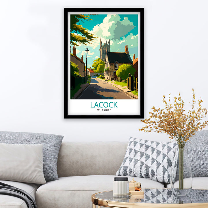 Laycock Wiltshire Travel Poster Laycock Abbey Wall Art England Countryside Illustration Travel Poster Gift For England Lovers UK Home Decor