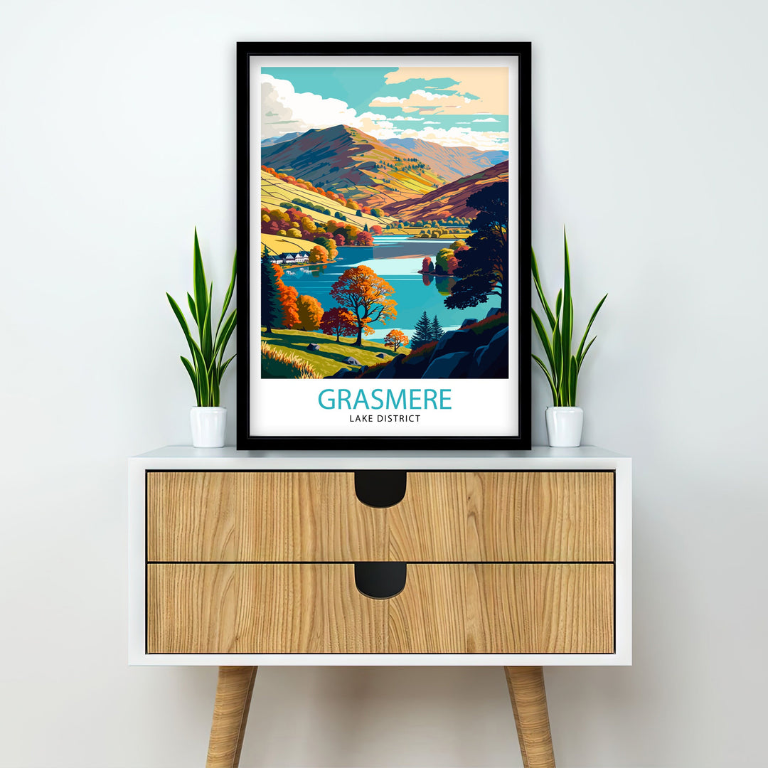 Grasmere Lake District Travel Poster Grasmere