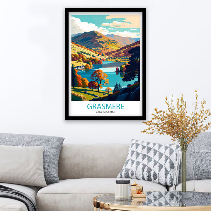 Grasmere Lake District Travel Poster Grasmere