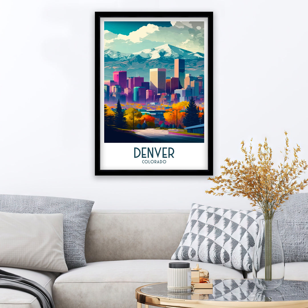 Denver Travel Poster Denver Wall Art Denver Poster Colorado Travel Poster Denver Cityscape Illustration Denver Skyline Poster Denver Home Decor