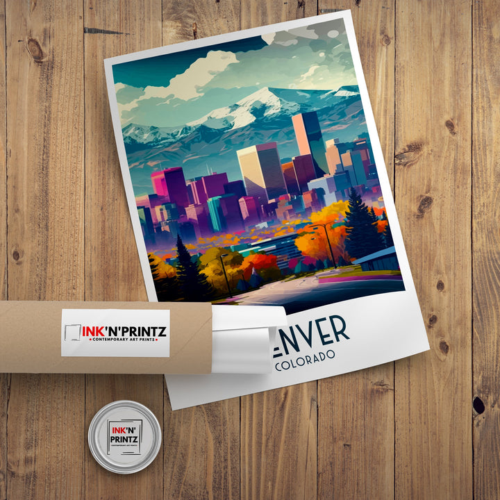 Denver Travel Poster Denver Wall Art Denver Poster Colorado Travel Poster Denver Cityscape Illustration Denver Skyline Poster Denver Home Decor