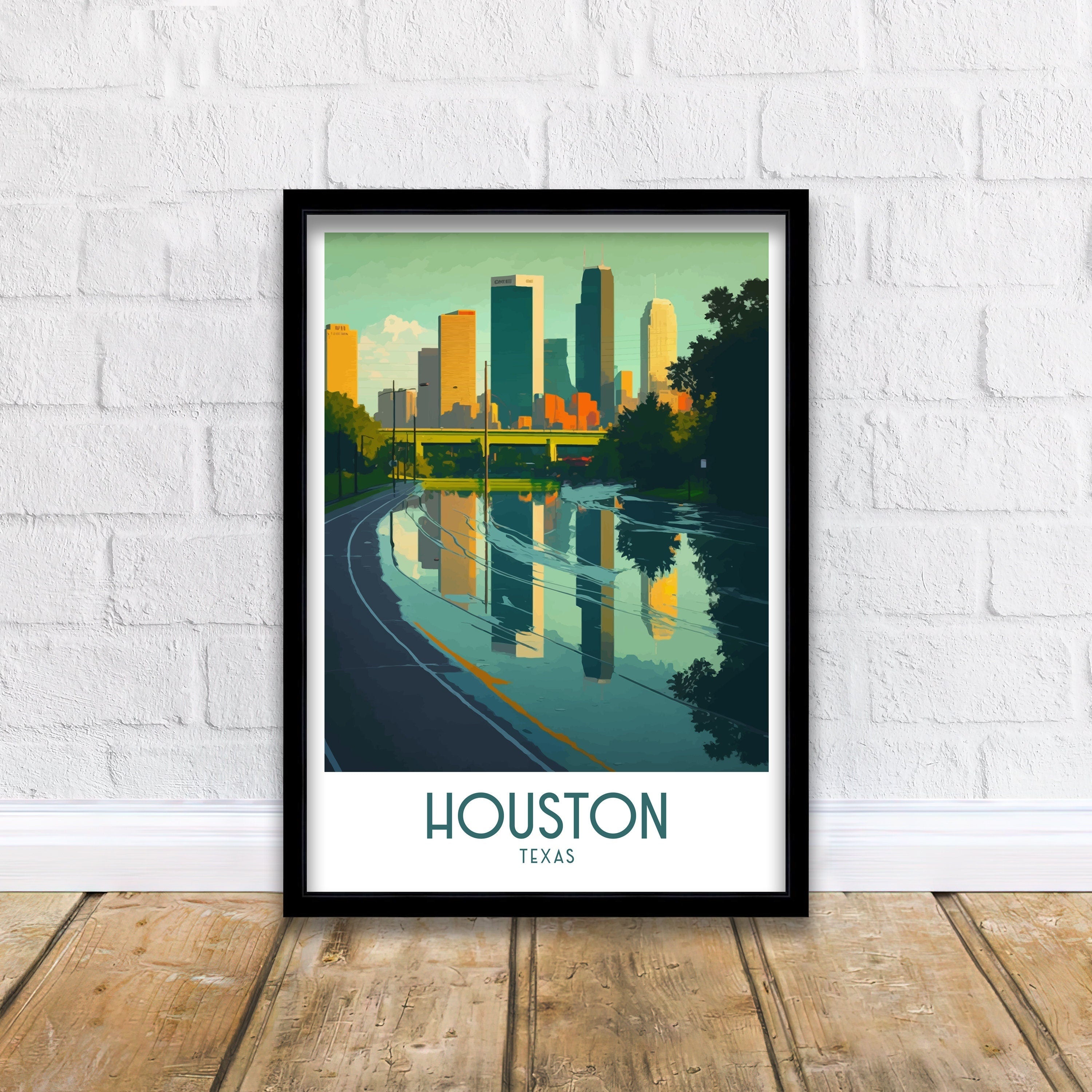 Houston Skyline Art Print | Texas Travel Poster