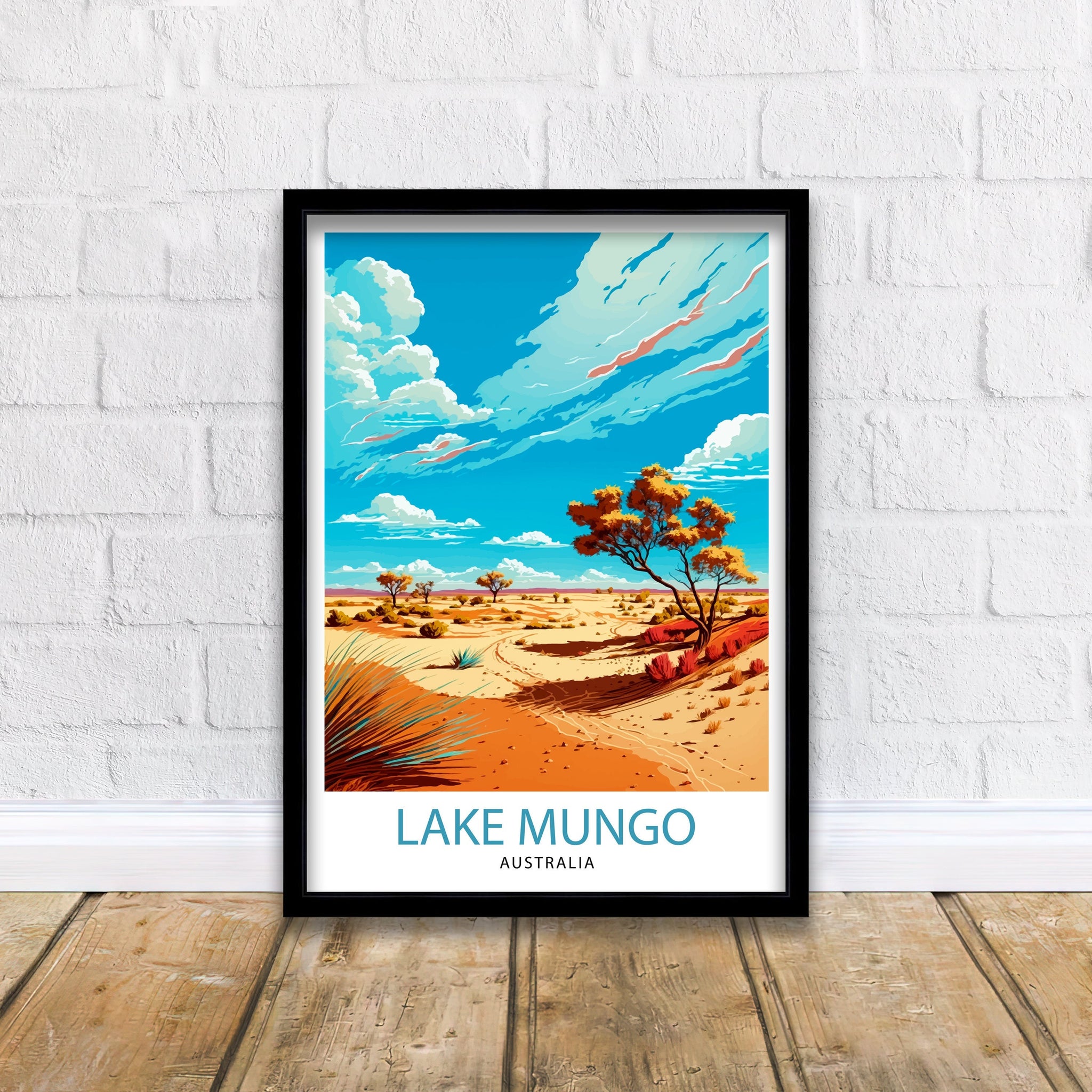 Lake Mungo Australia Travel Poster, National Park Art Print