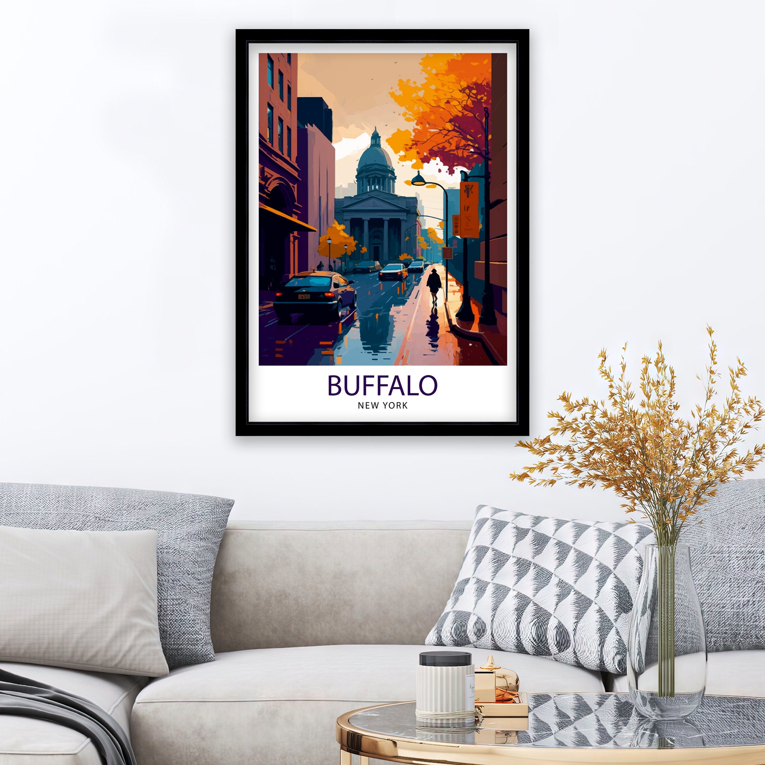 Buffalo New York Travel Print Buffalo Wall Decor Buffalo Home Living Decor Buffalo Illustration Travel Poster Gift For Buffalo NY Home Decor