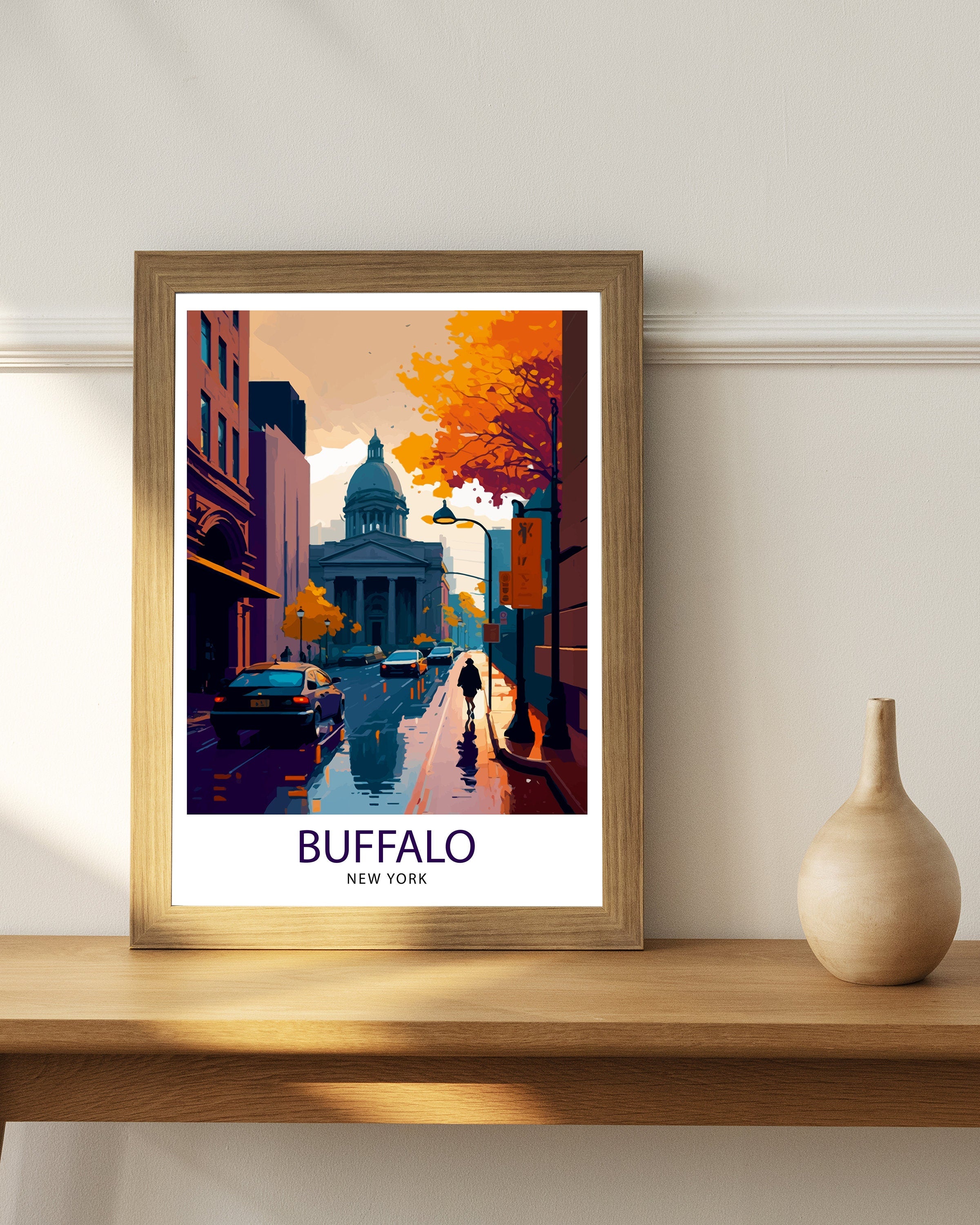 Buffalo New York Travel Print Buffalo Wall Decor Buffalo Home Living Decor Buffalo Illustration Travel Poster Gift For Buffalo NY Home Decor
