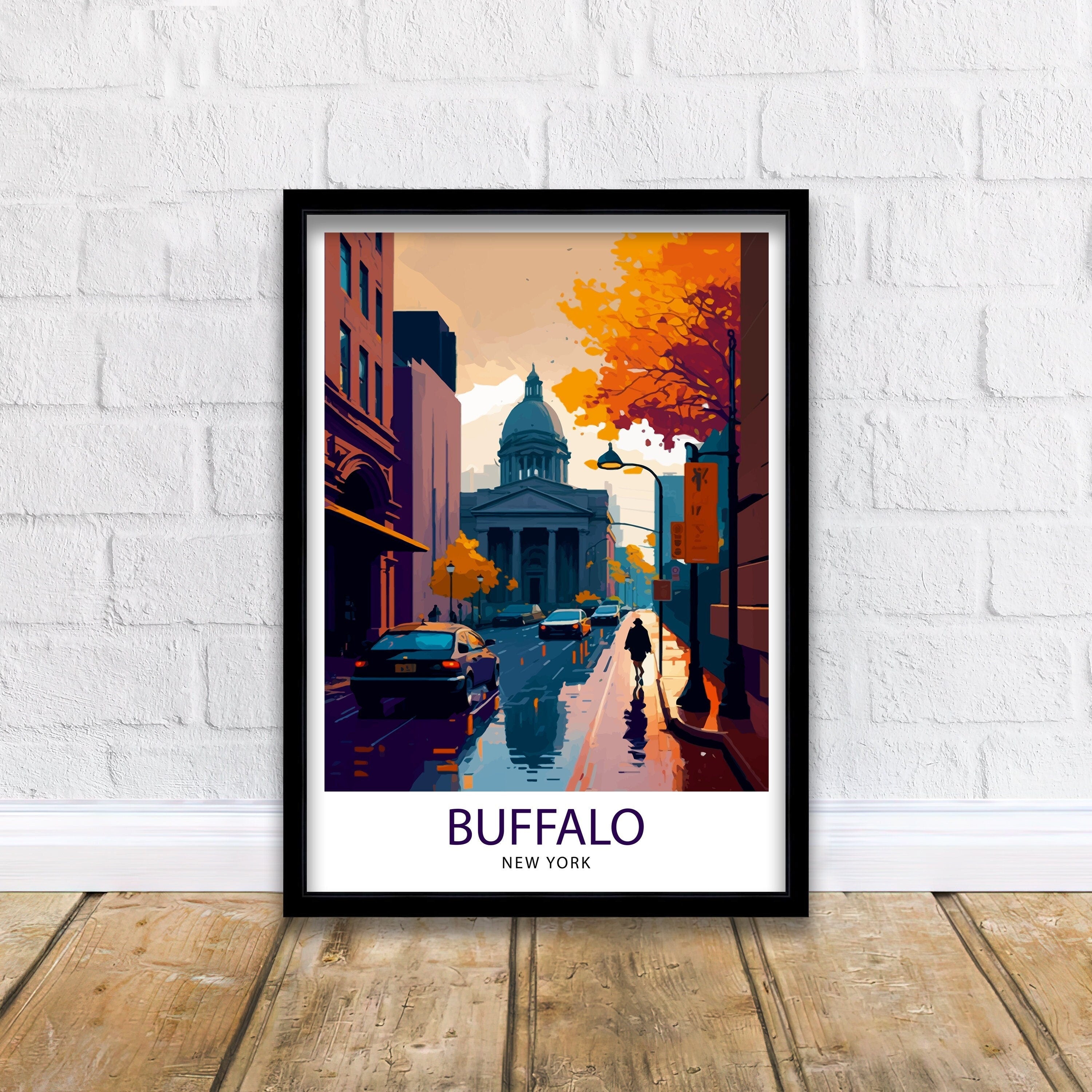 Buffalo New York Travel Print Buffalo Wall Decor Buffalo Home Living Decor Buffalo Illustration Travel Poster Gift For Buffalo NY Home Decor