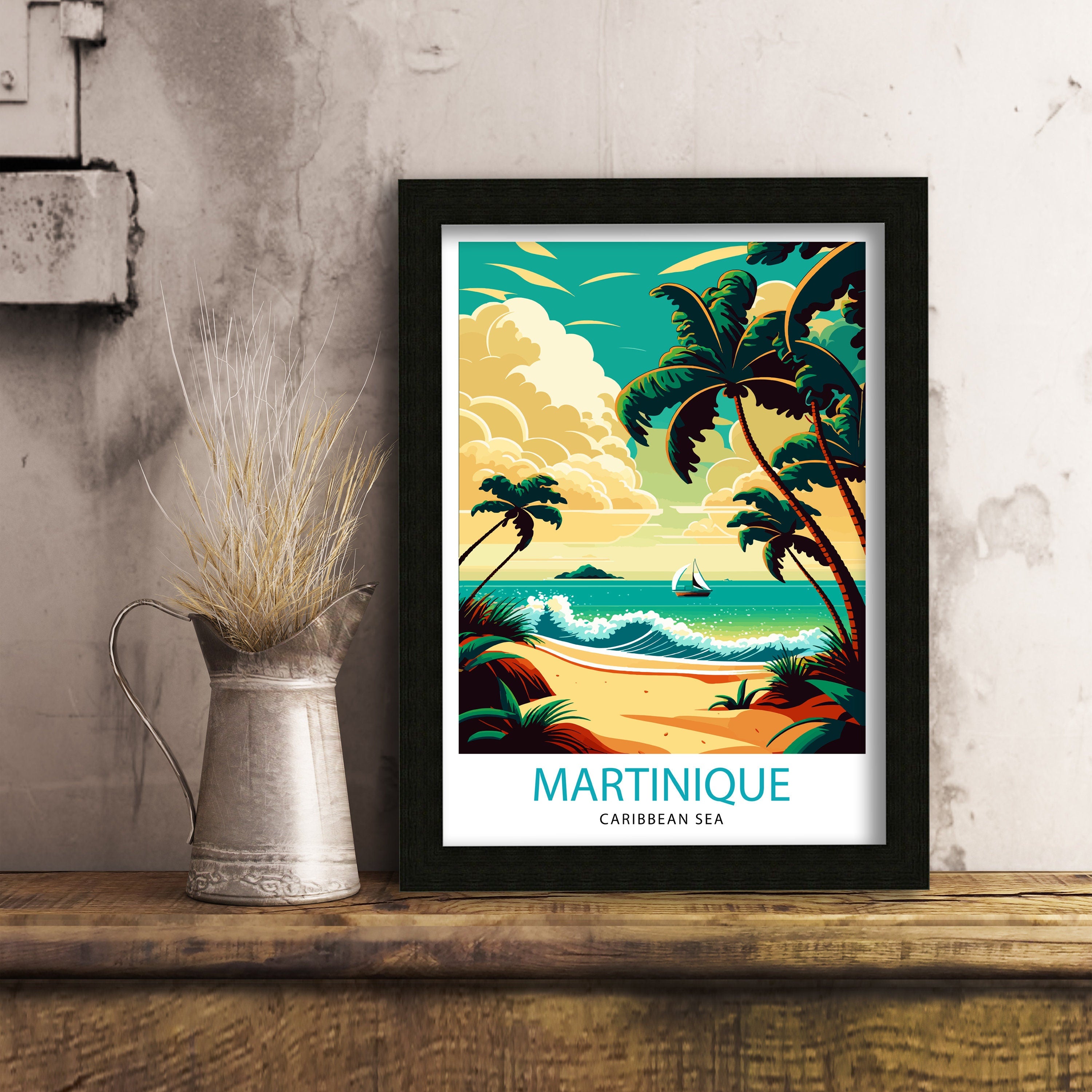 Martinique Travel Print Martinique Wall Art Martinique Poster Martinique Illustration Martinique Travel Decor Martinique Gift Martinique