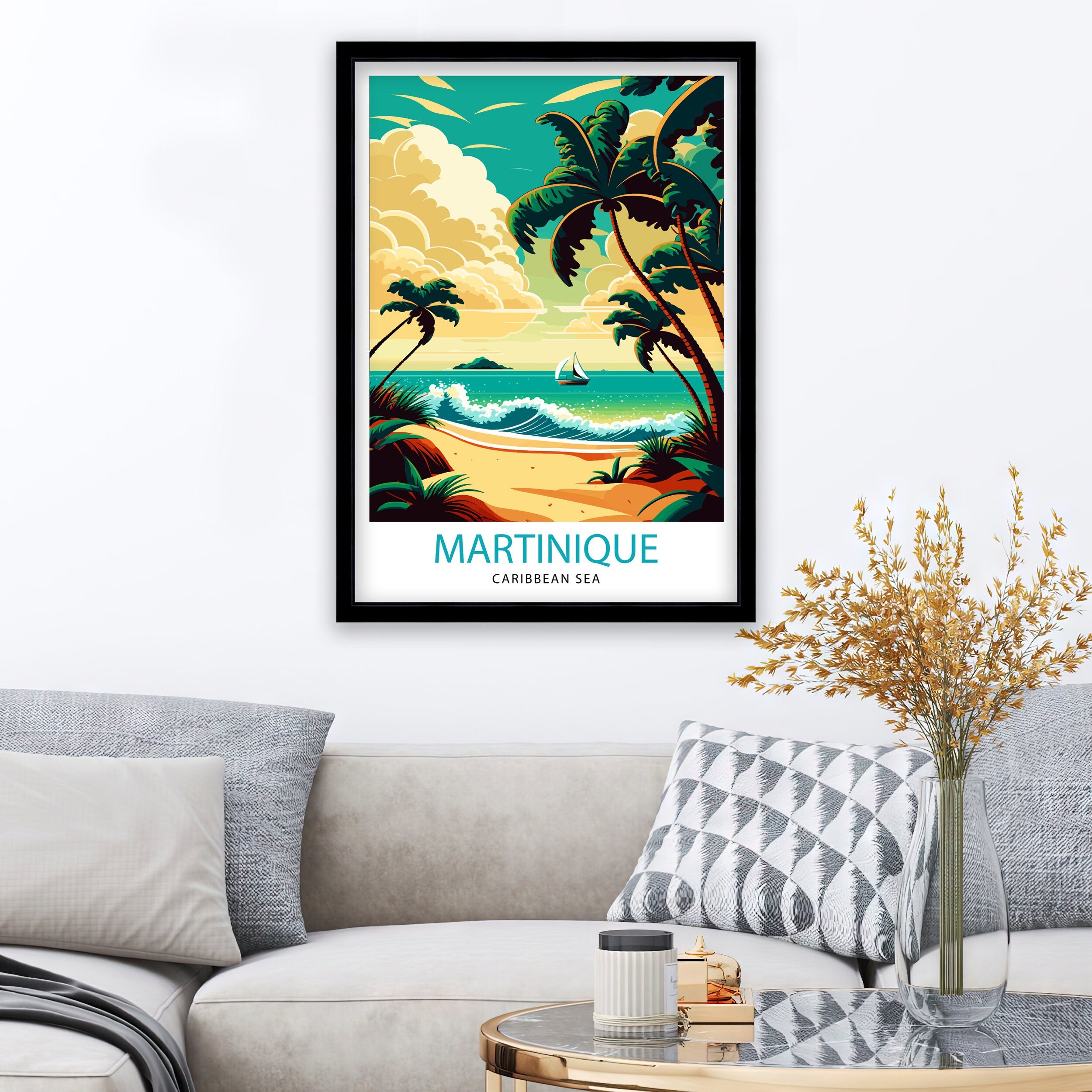 Martinique Travel Print Martinique Wall Art Martinique Poster Martinique Illustration Martinique Travel Decor Martinique Gift Martinique