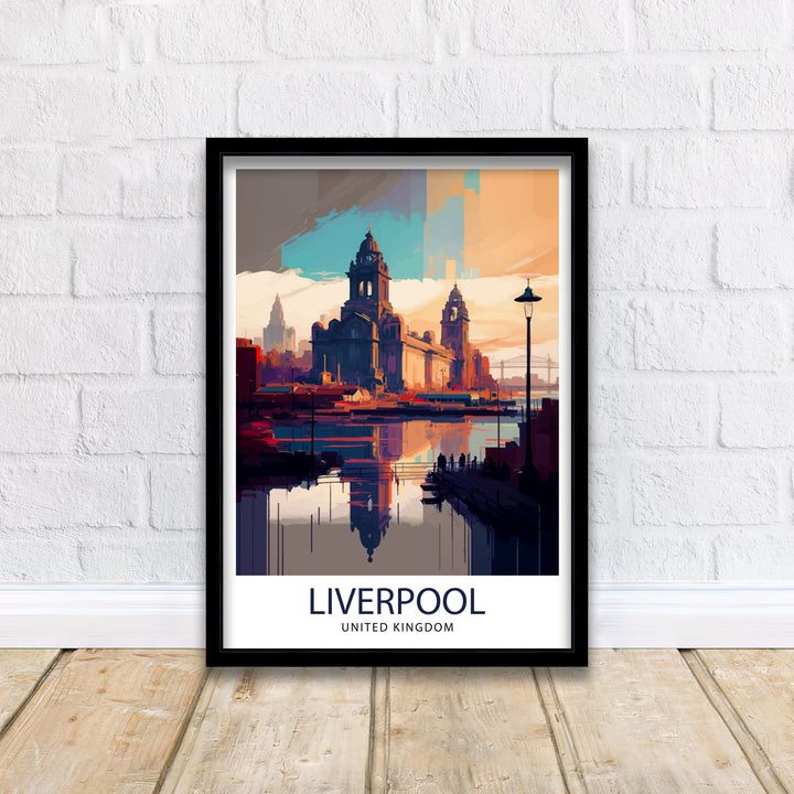 Liverpool Travel Poster Liverpool Wall Art Liverpool Home Decor Liverpool Cityscape Illustration Gift For Liverpool Lovers England Travel