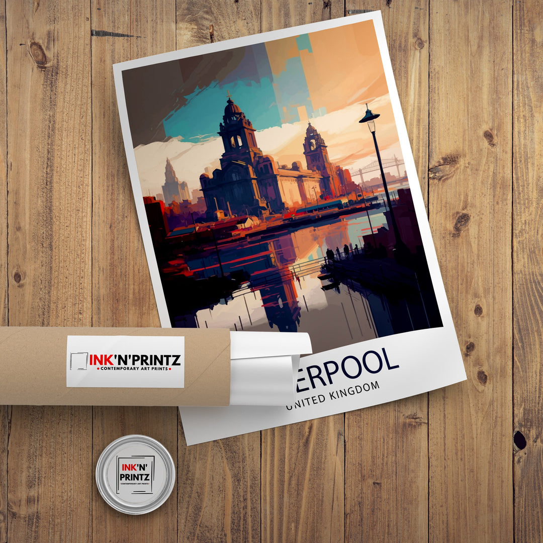 Liverpool Travel Poster Liverpool Wall Art Liverpool Home Decor Liverpool Cityscape Illustration Gift For Liverpool Lovers England Travel