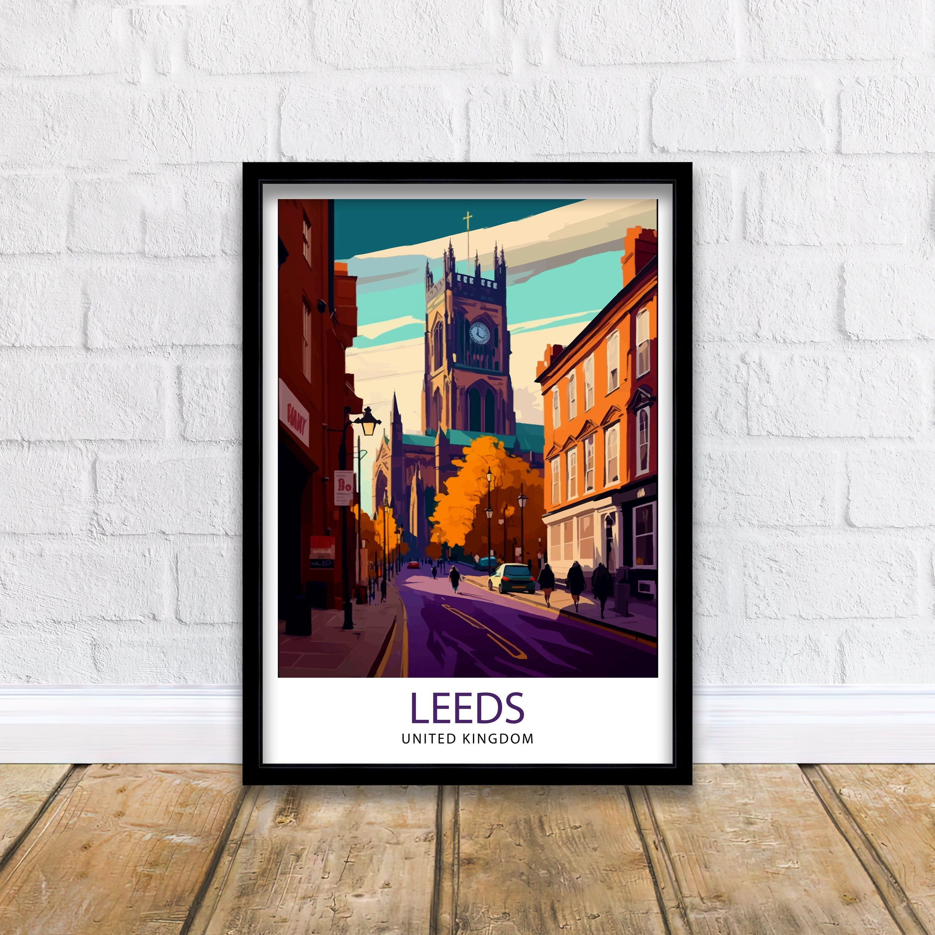 Leeds Cityscape Art Print, UK Travel Poster