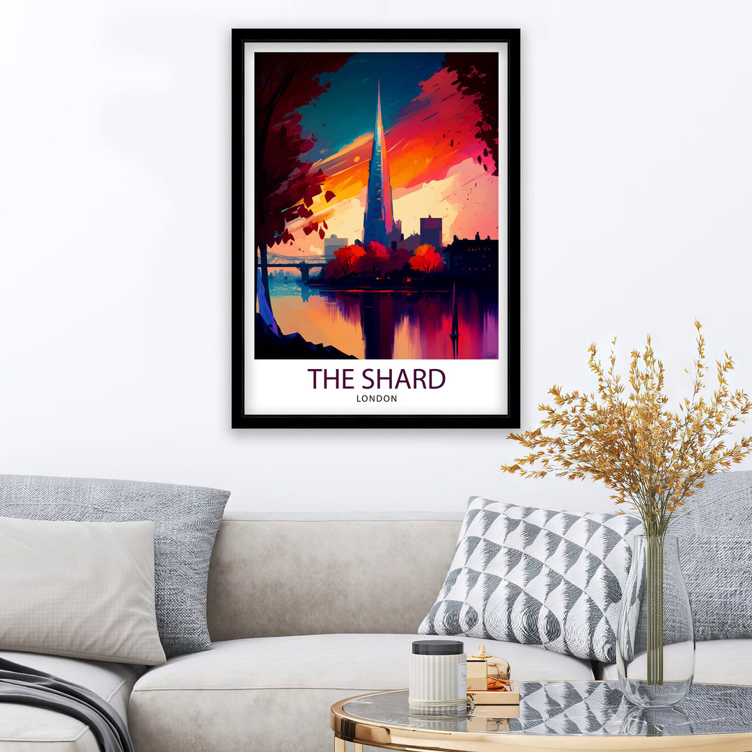 The Shard London Travel Poster London Wall Art London Home Decor The Shard Illustration Travel Poster Gift for London England Home Decor