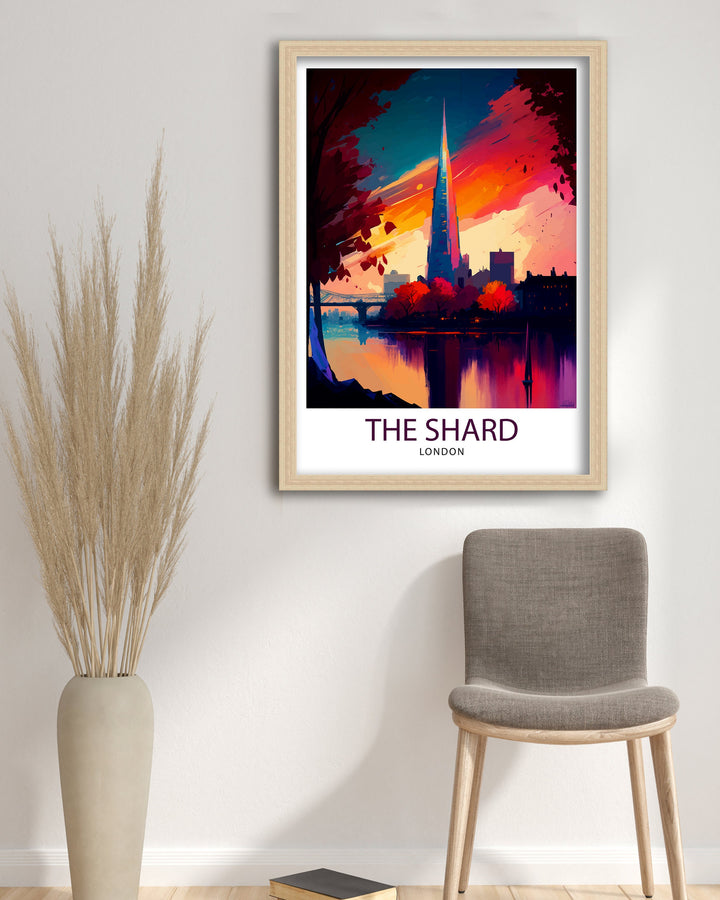 The Shard London Travel Poster London Wall Art London Home Decor The Shard Illustration Travel Poster Gift for London England Home Decor