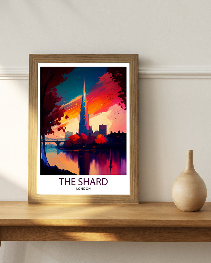 The Shard London Travel Poster London Wall Art London Home Decor The Shard Illustration Travel Poster Gift for London England Home Decor