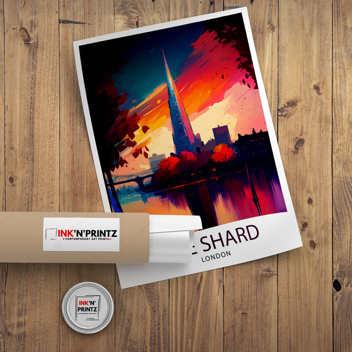 The Shard London Travel Poster London Wall Art London Home Decor The Shard Illustration Travel Poster Gift for London England Home Decor