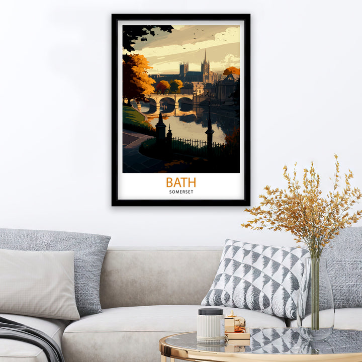 Bath Somerset Travel Poster Bath Wall Art Bath England Illustration Travel Poster Gift For Bath UK Home Decor