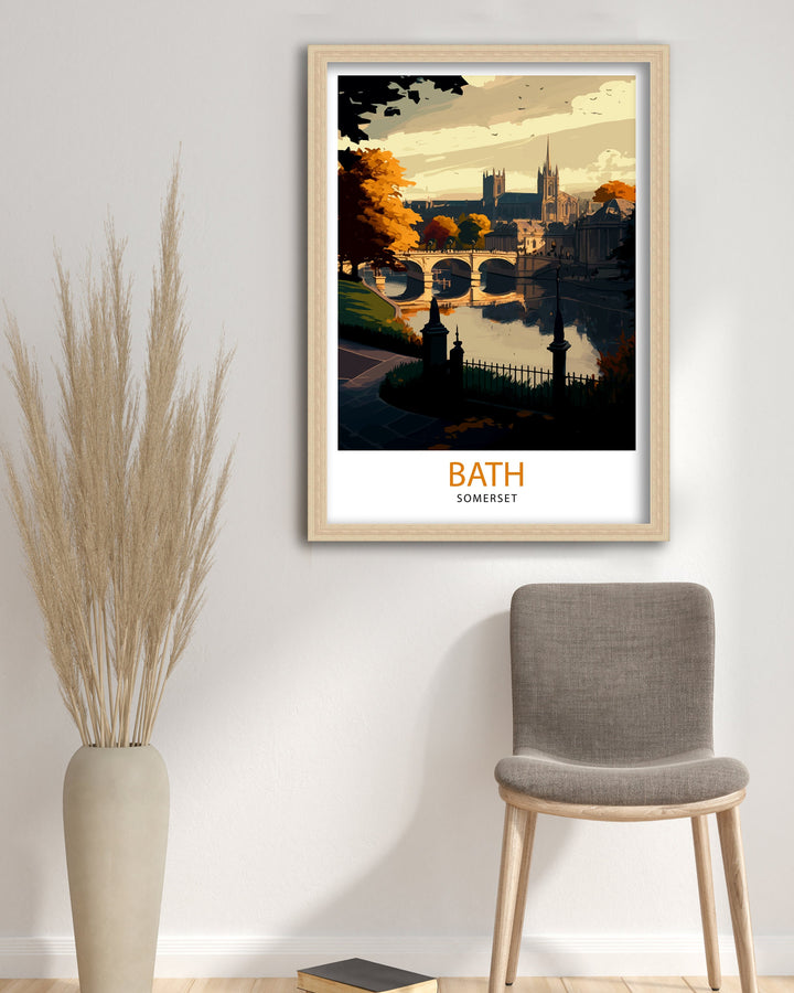 Bath Somerset Travel Poster Bath Wall Art Bath England Illustration Travel Poster Gift For Bath UK Home Decor