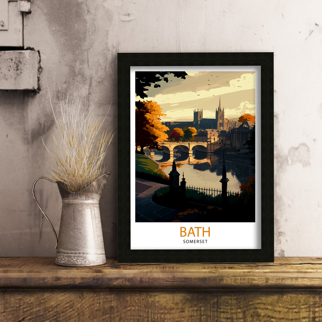 Bath Somerset Travel Poster Bath Wall Art Bath England Illustration Travel Poster Gift For Bath UK Home Decor