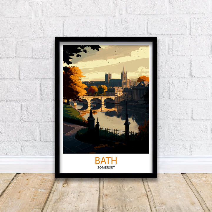 Bath Somerset Travel Poster Bath Wall Art Bath England Illustration Travel Poster Gift For Bath UK Home Decor