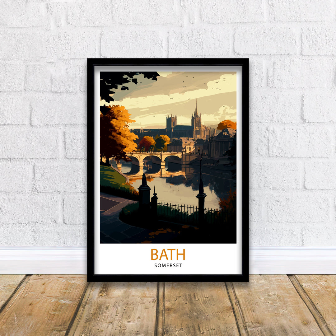 Bath Somerset Travel Poster Bath Wall Art Bath England Illustration Travel Poster Gift For Bath UK Home Decor