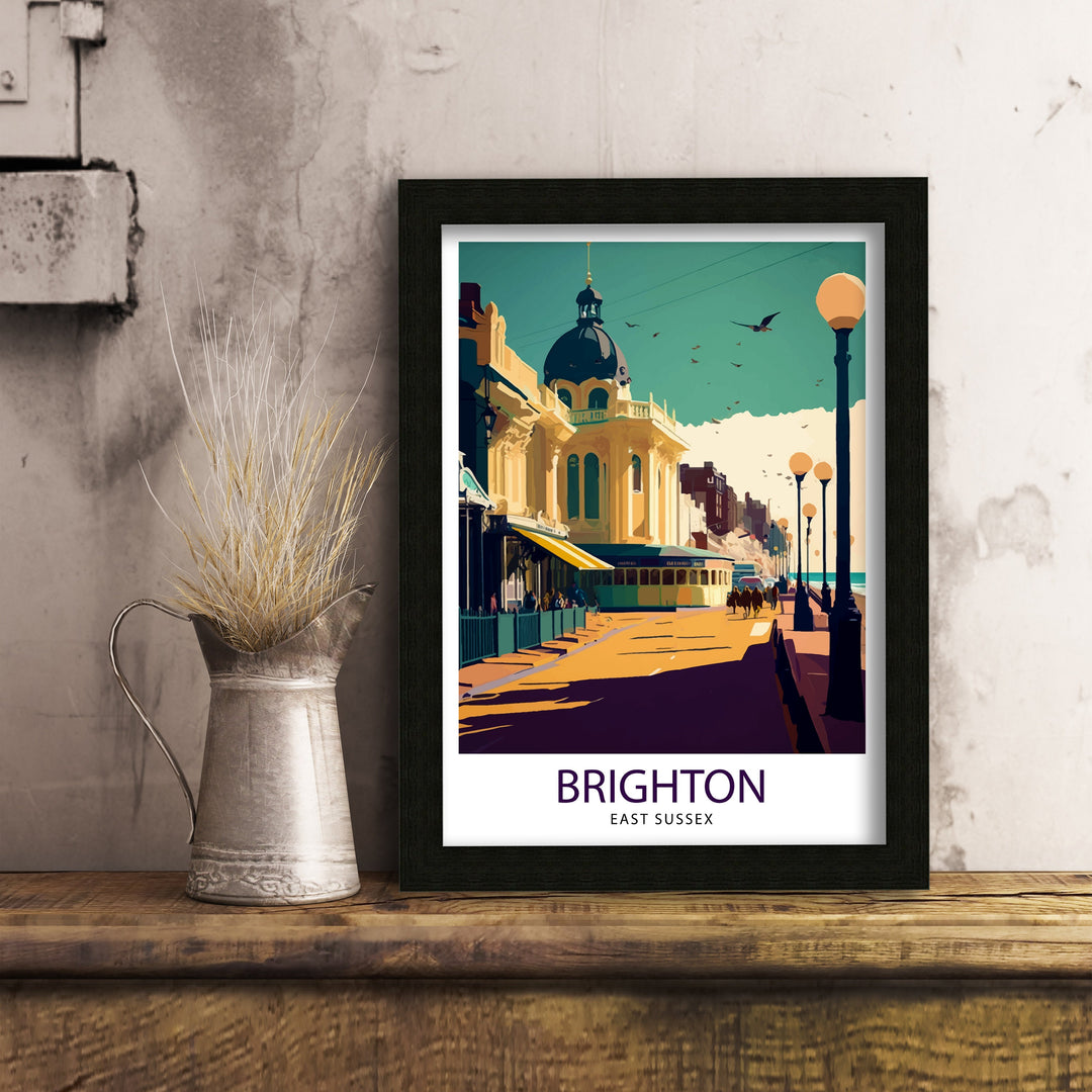 Brighton Travel Poster Brighton Wall Art Brighton Decor Brighton England Illustration Travel Poster Brighton Gift England Home Decor