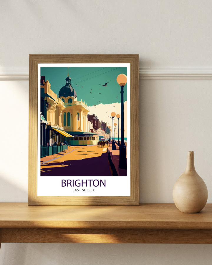 Brighton Travel Poster Brighton Wall Art Brighton Decor Brighton England Illustration Travel Poster Brighton Gift England Home Decor