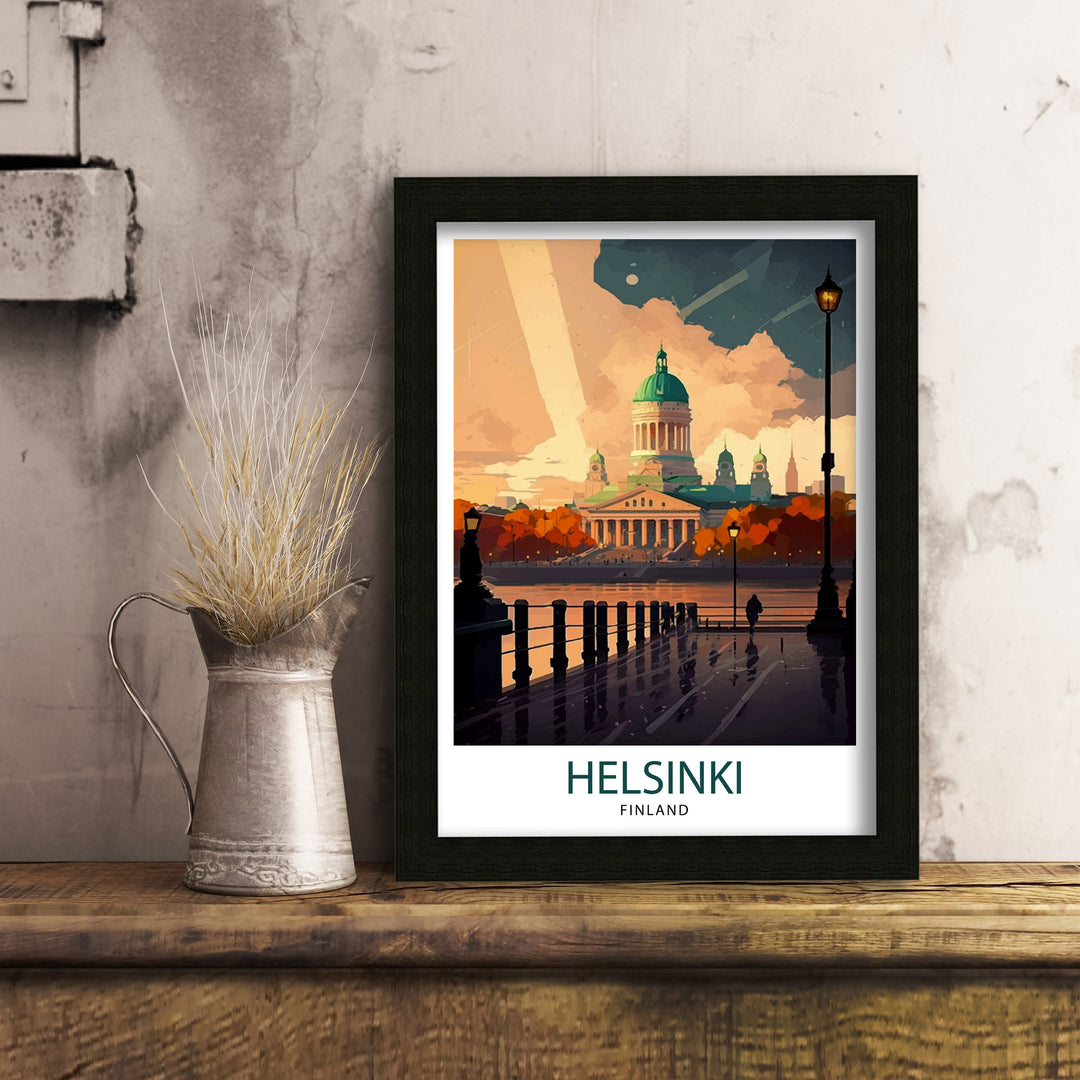 Helsinki Finland Travel Poster Helsinki Wall Art Finland Travel Poster Helsinki Illustration Nordic Home Decor Travel Gift