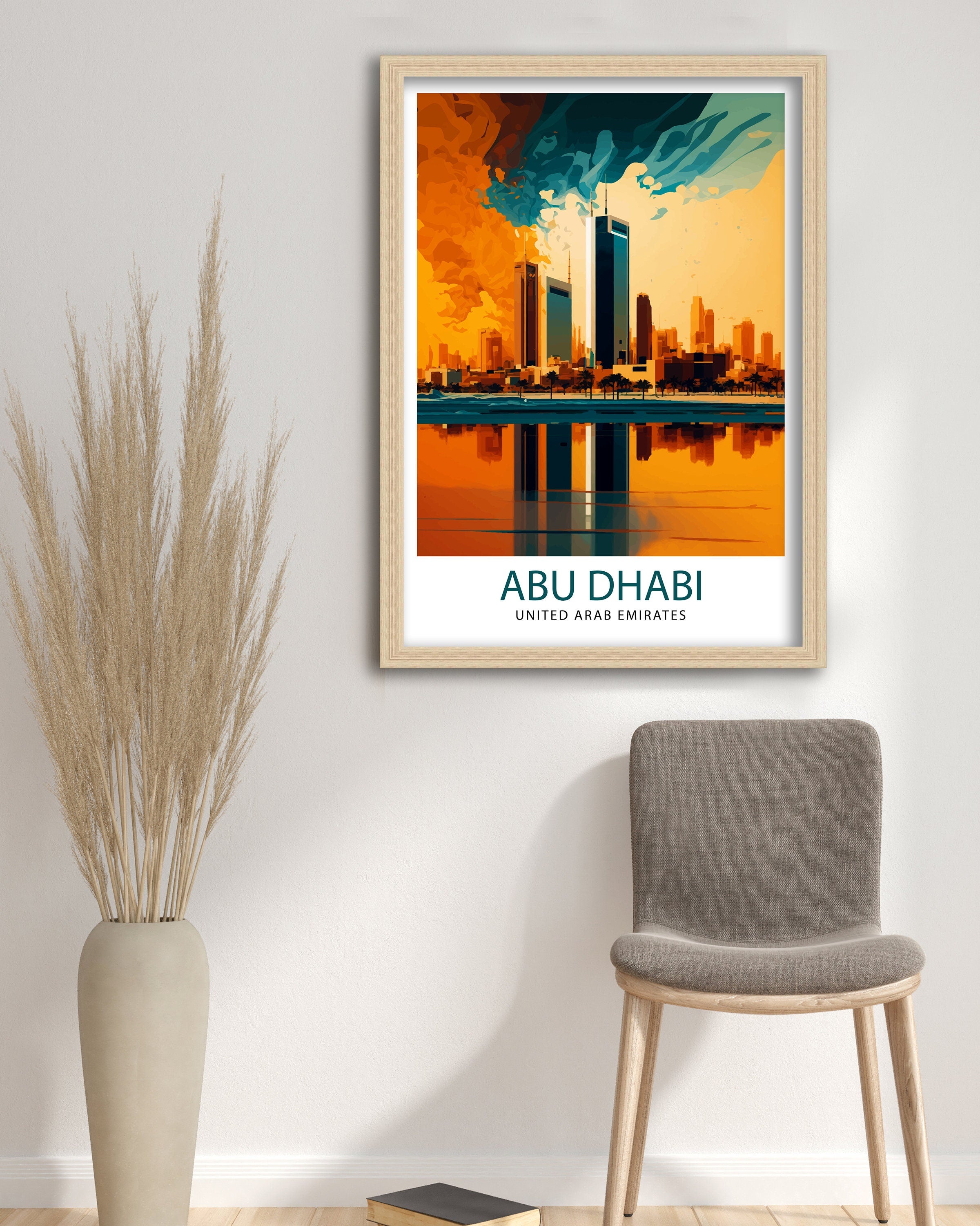 Abu Dhabi Skyline Art Print, UAE Travel Poster