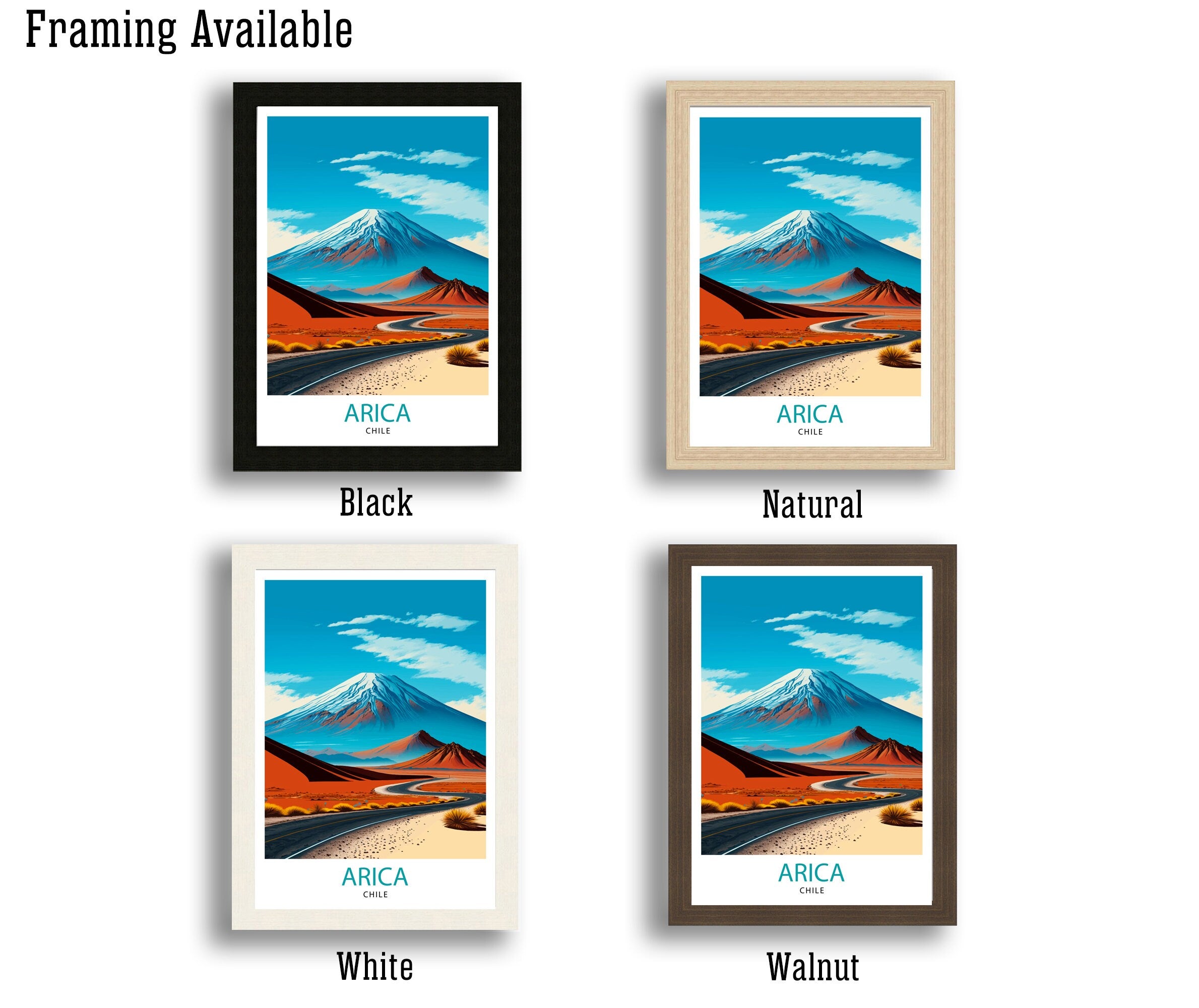 Arica Chile Travel Poster, Landscape Illustration