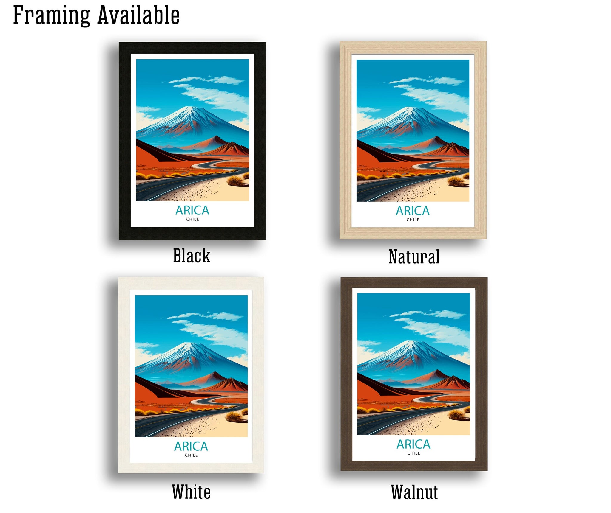 Arica Chile Travel Poster, Landscape Illustration