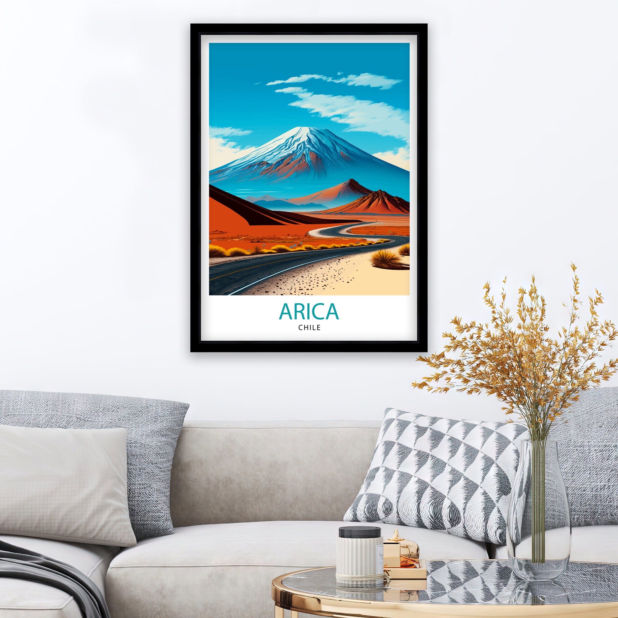 Arica Chile Travel Poster, Landscape Illustration