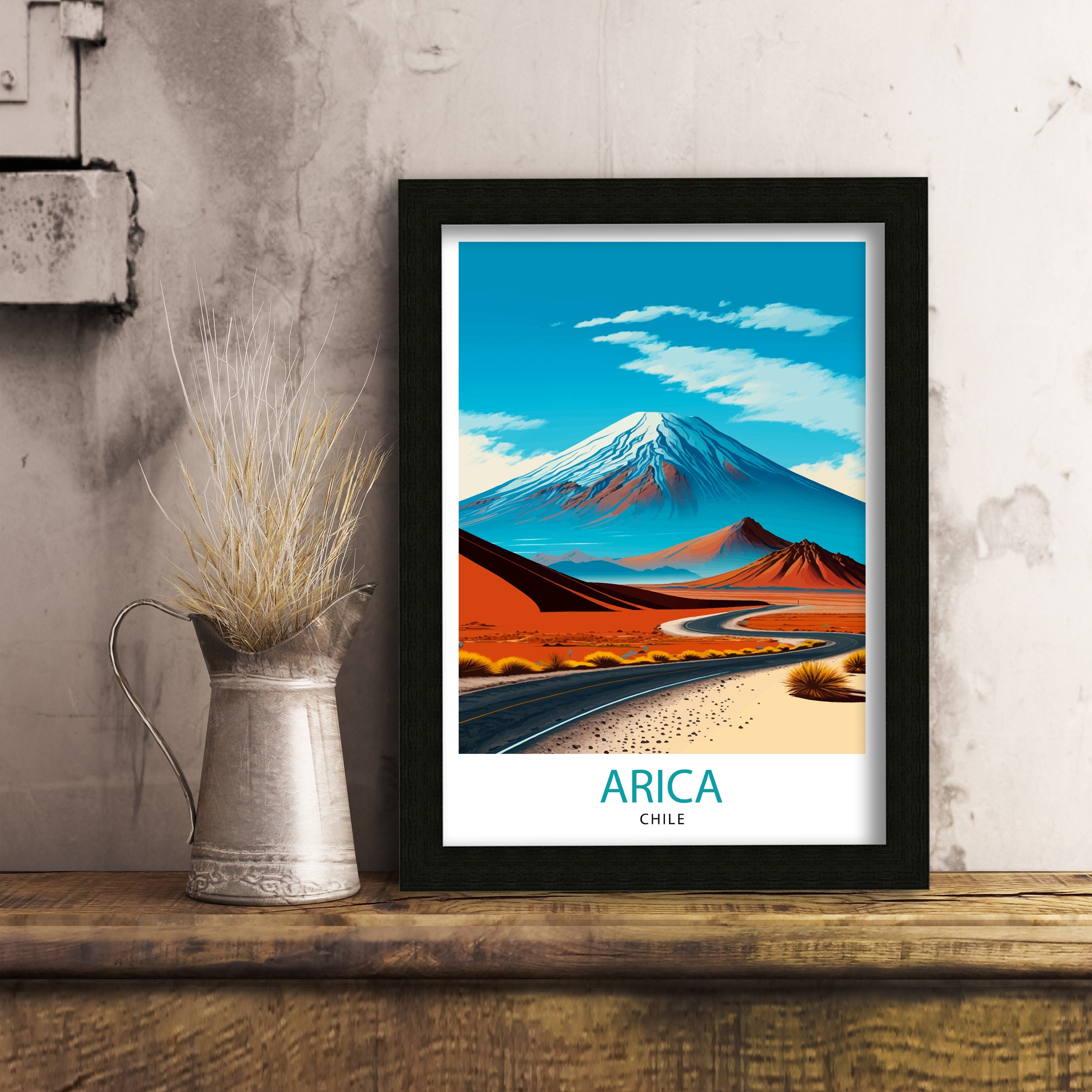 Arica Chile Travel Poster, Landscape Illustration