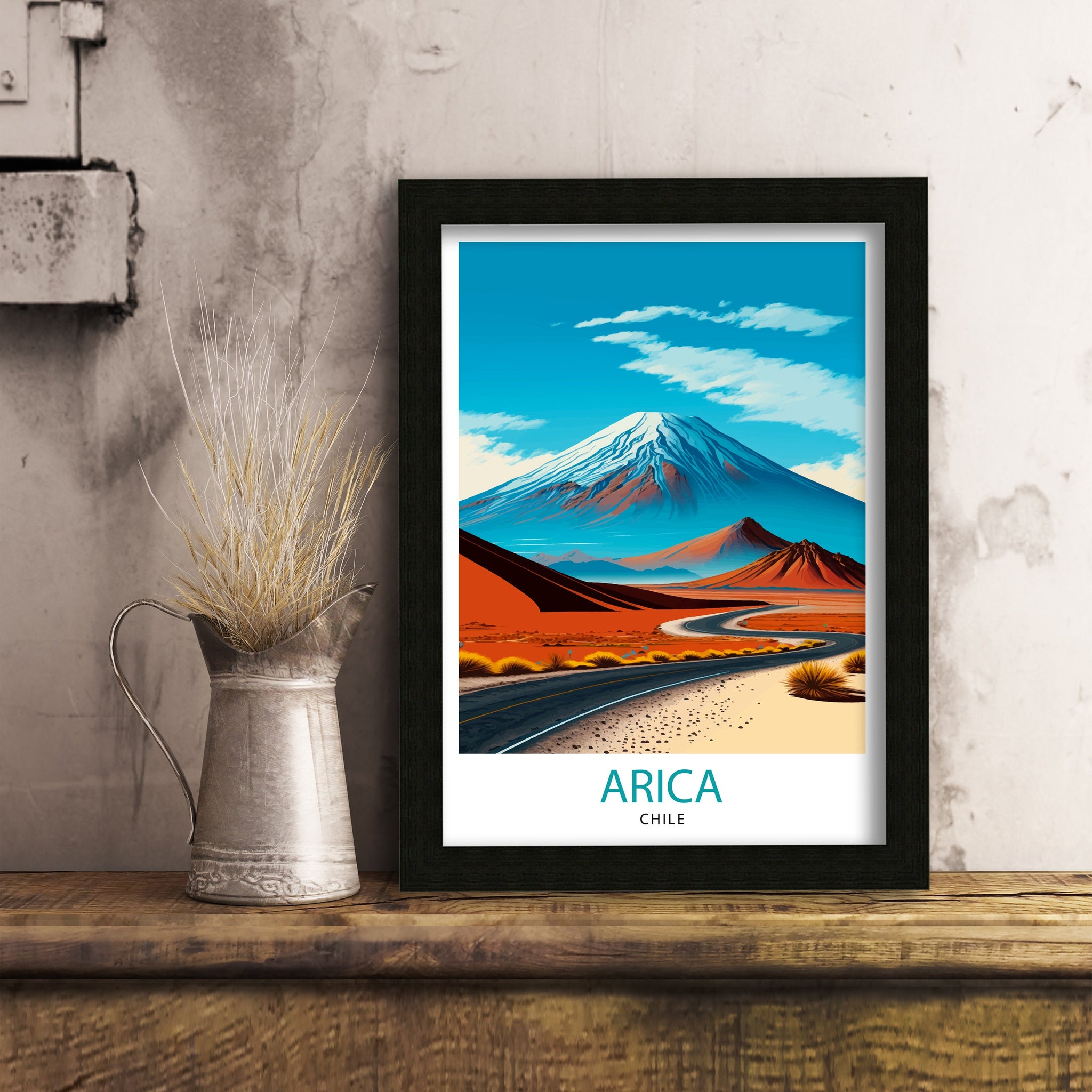 Arica Chile Travel Poster, Landscape Illustration