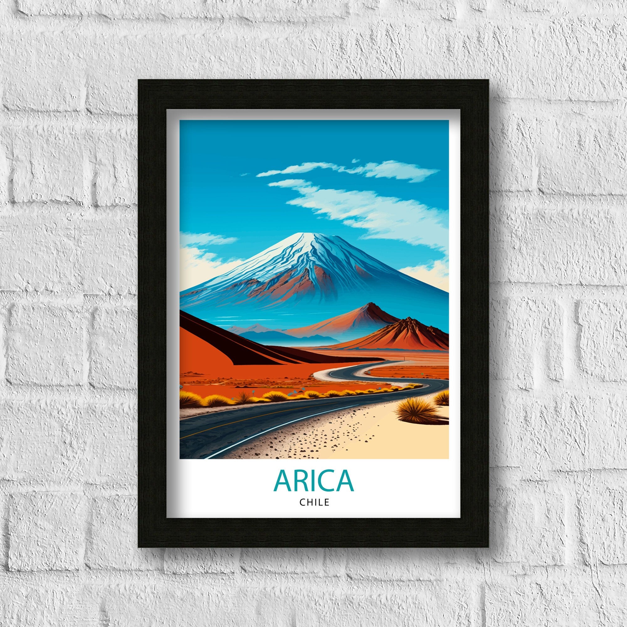 Arica Chile Travel Poster, Landscape Illustration