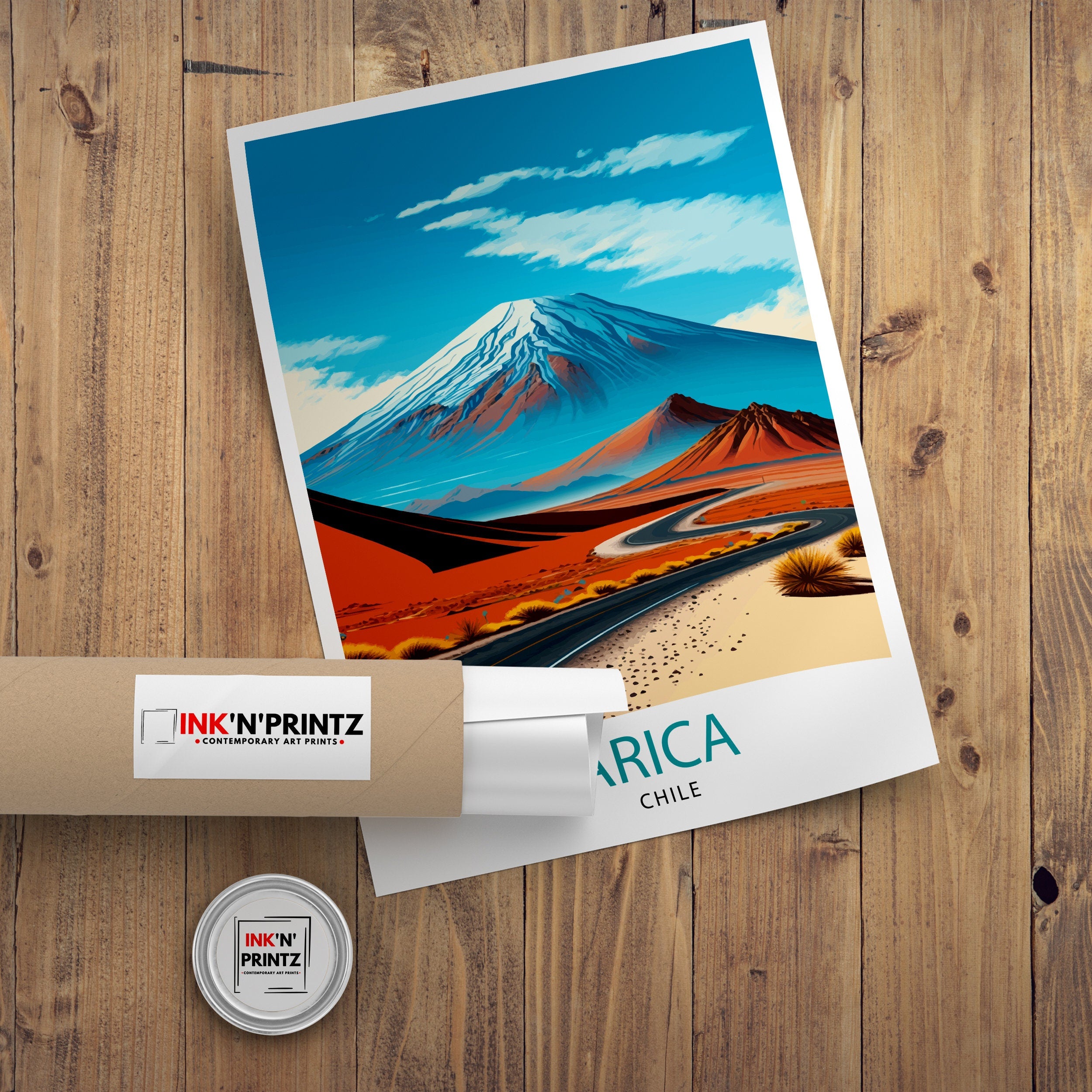 Arica Chile Travel Poster, Landscape Illustration