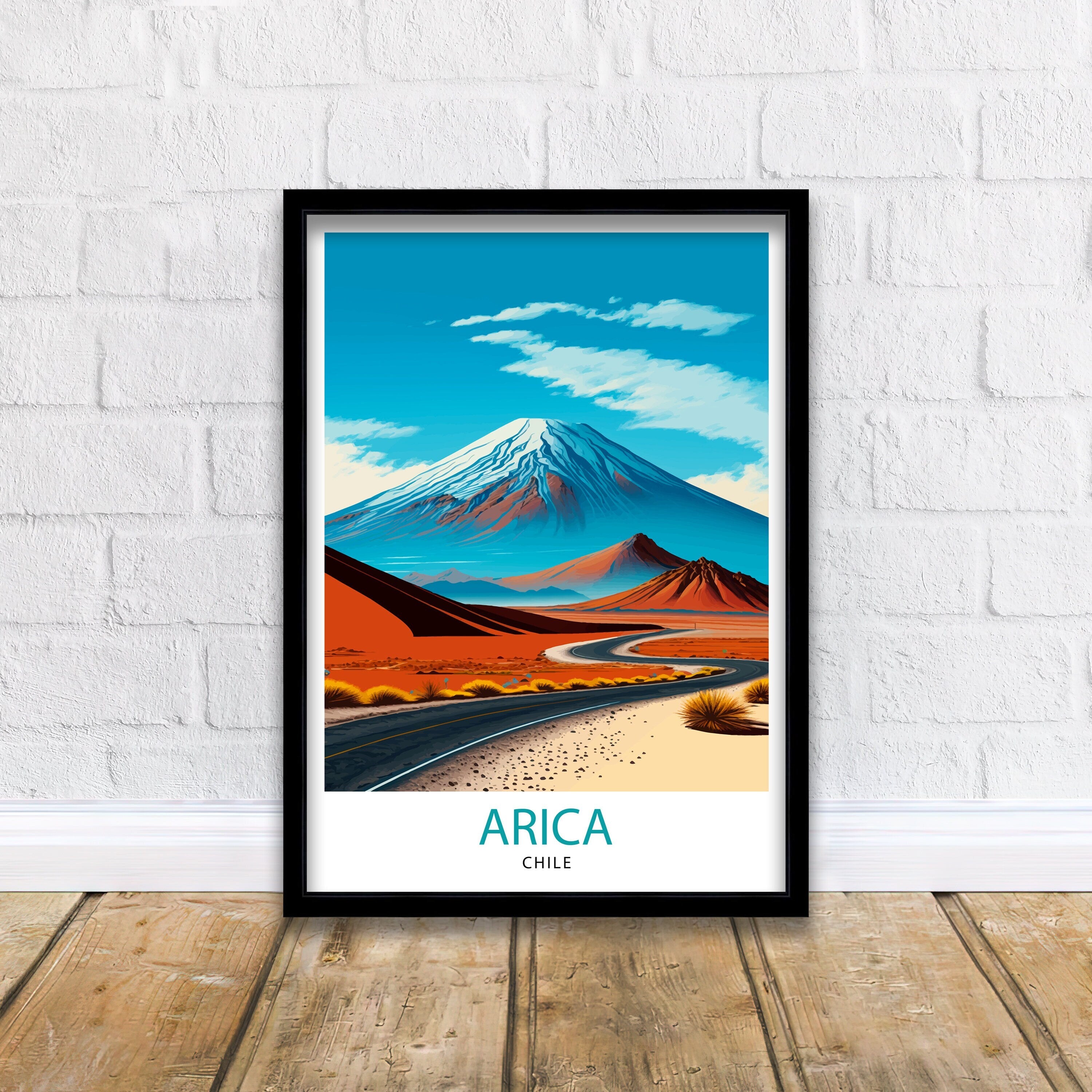 Arica Chile Travel Poster, Landscape Illustration
