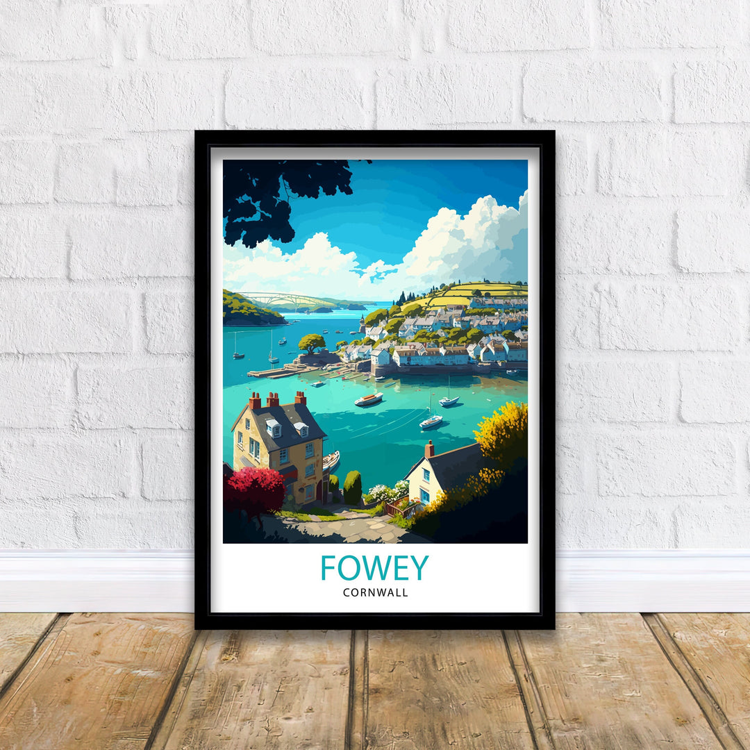 Fowey Cornwall Travel Poster Fowey Wall Art Fowey Home Decor Fowey Illustration Travel Poster Gift for Fowey Lovers, Cornwall