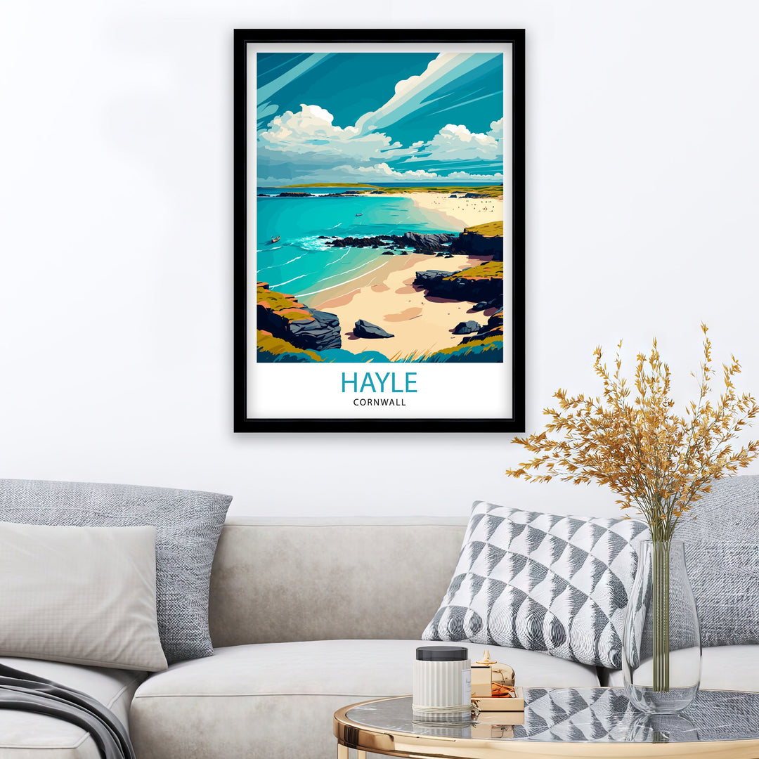 Hayle Cornwall Travel Poster Cornwall Wall Decor Cornwall Home Living Decor Cornwall Illustration Travel Poster Gift For Cornwall