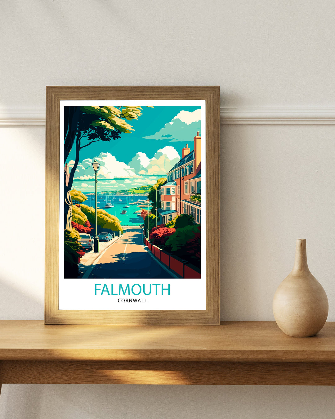 Falmouth Cornwall Travel Poster Falmouth Wall Art Falmouth Home Decor Falmouth Illustration Travel Poster Gift For Falmouth - Cornwall Home