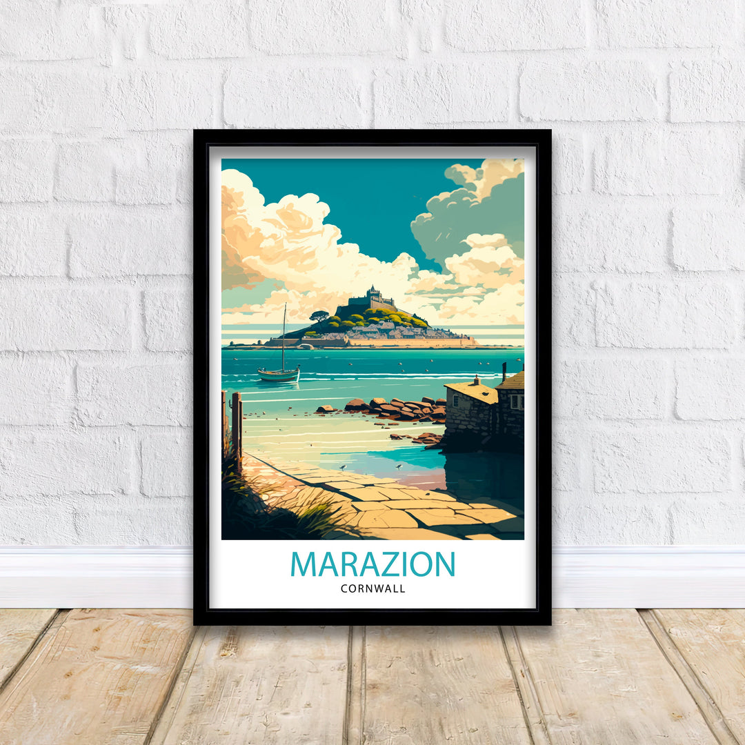 Marazion Cornwall Travel Poster Marazion