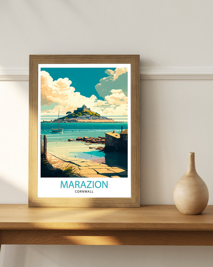 Marazion Cornwall Travel Poster Marazion