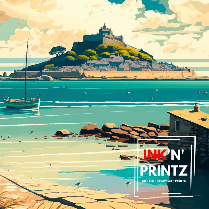 Marazion Cornwall Travel Poster Marazion