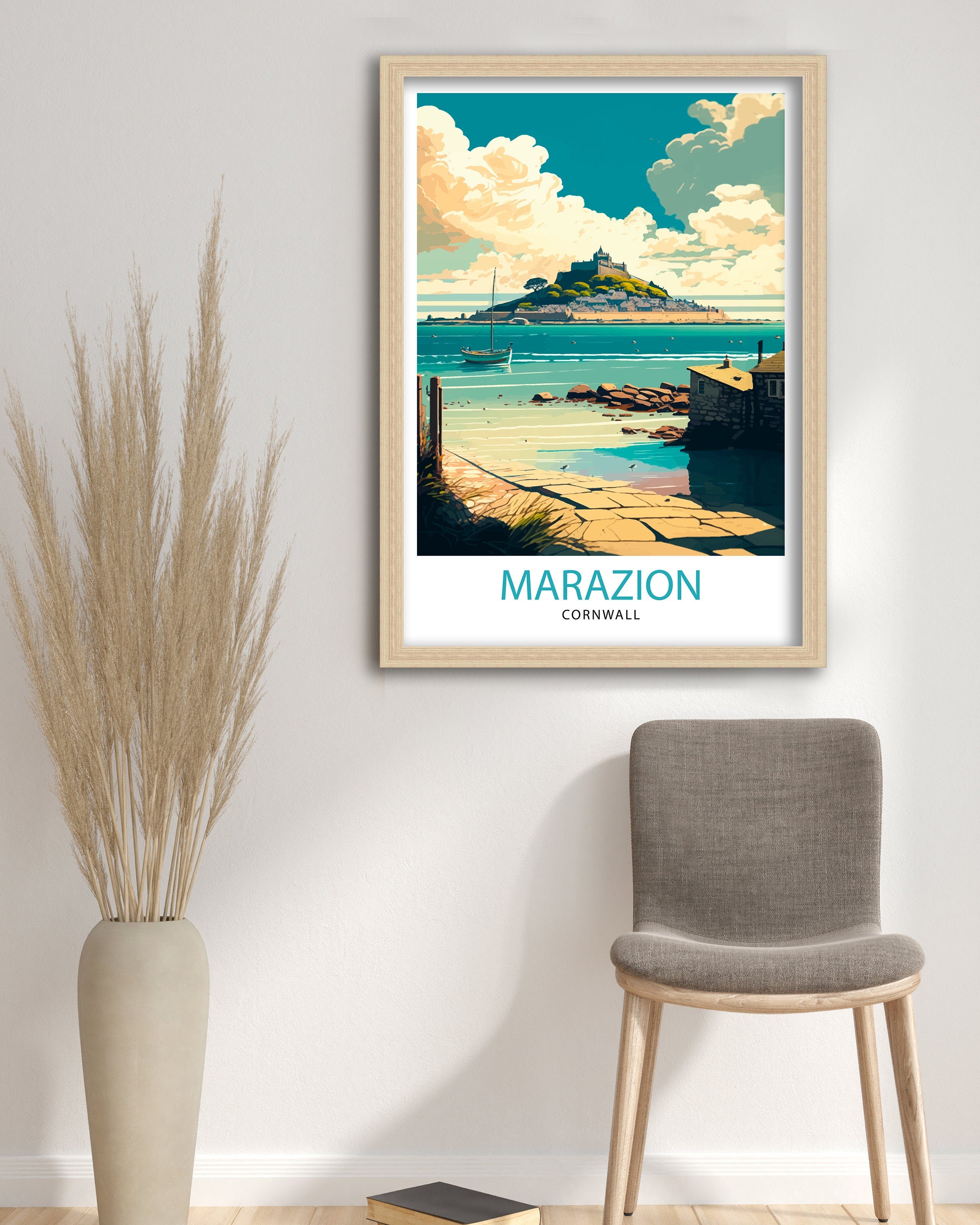 Marazion Cornwall Travel Poster Marazion