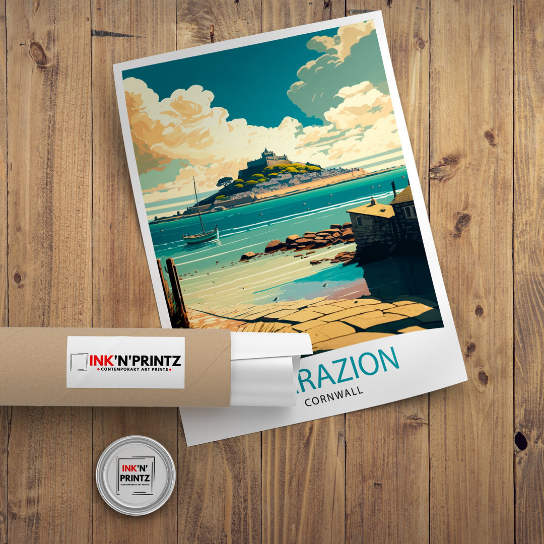 Marazion Cornwall Travel Poster Marazion