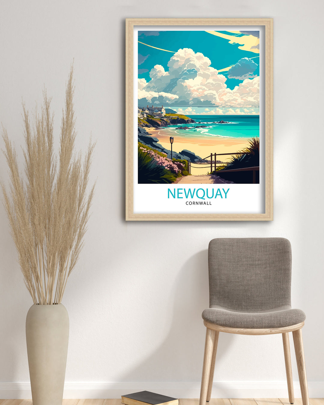 Newquay Cornwall Travel Poster Newquay Wall Art Newquay Home Decor Newquay Illustration Travel Poster Gift Cornwall Home Decor